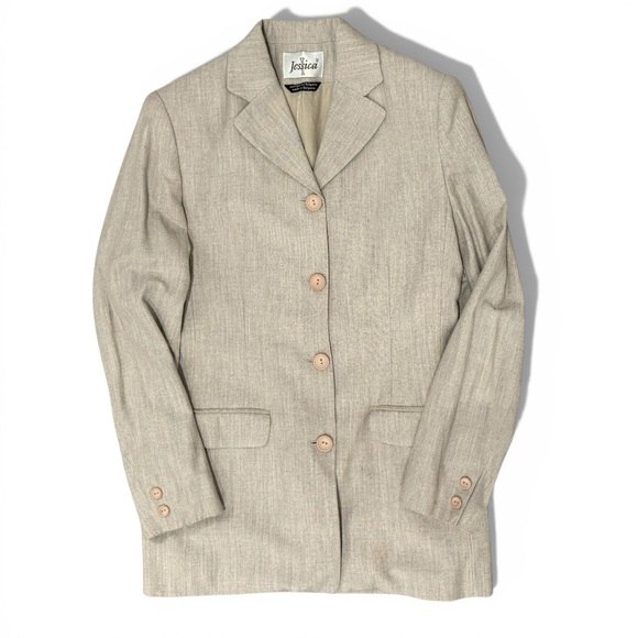 Jessica Jackets & Blazers - Vintage Neutral Linen Blazer Beige by Jessica